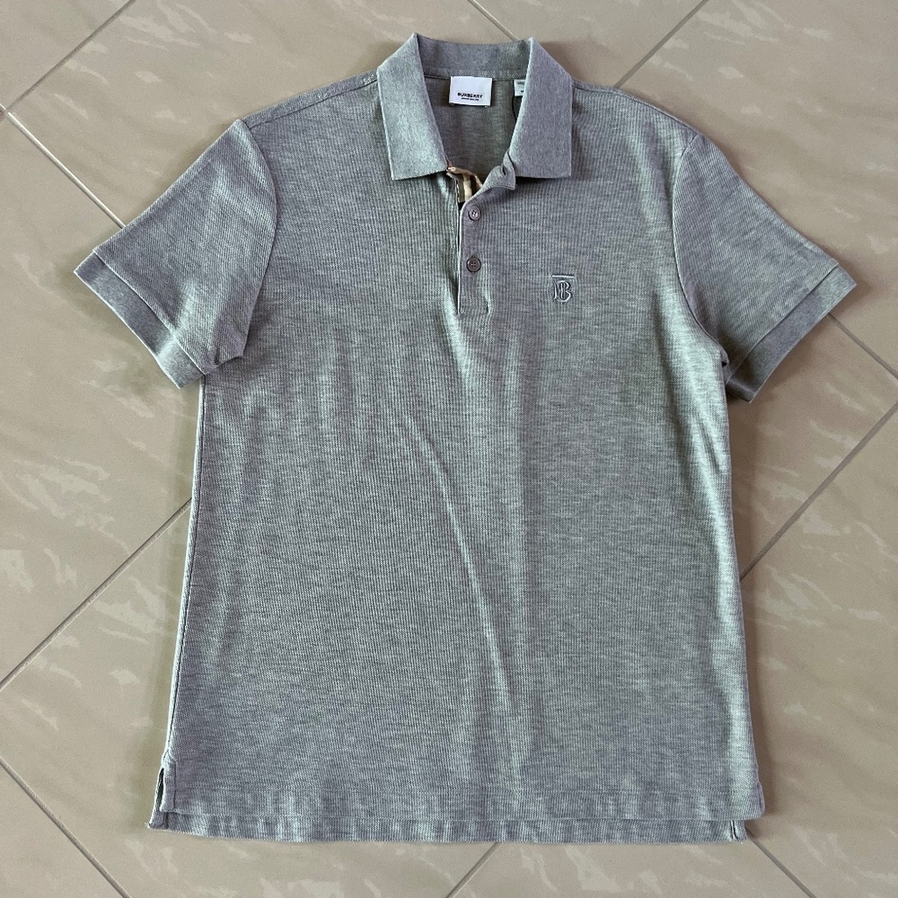 #2761 Burberry Eddie Pique Polo Men's Grey size M